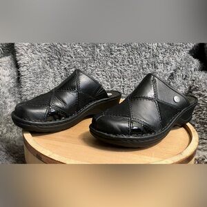 EUC Josef Seibel Black Leather Mule Clog Size EU 39/ US 8.5